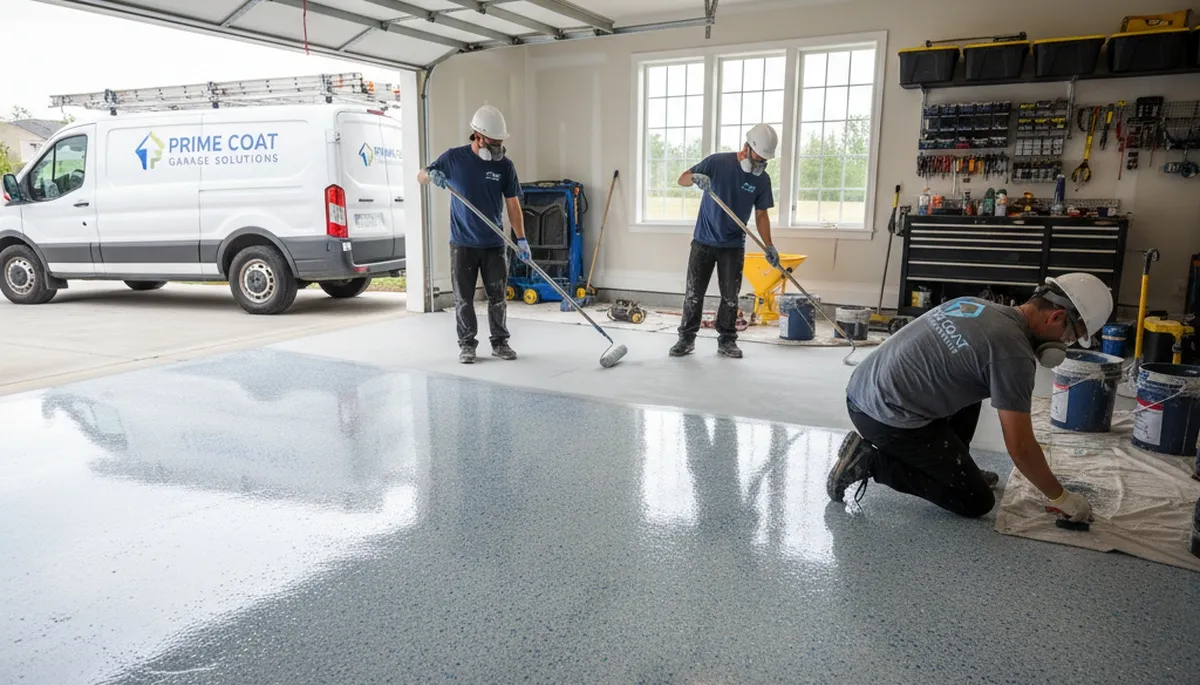 Professional epoxy garage floor coating in Austin, TX with durable, glossy finish for residential use