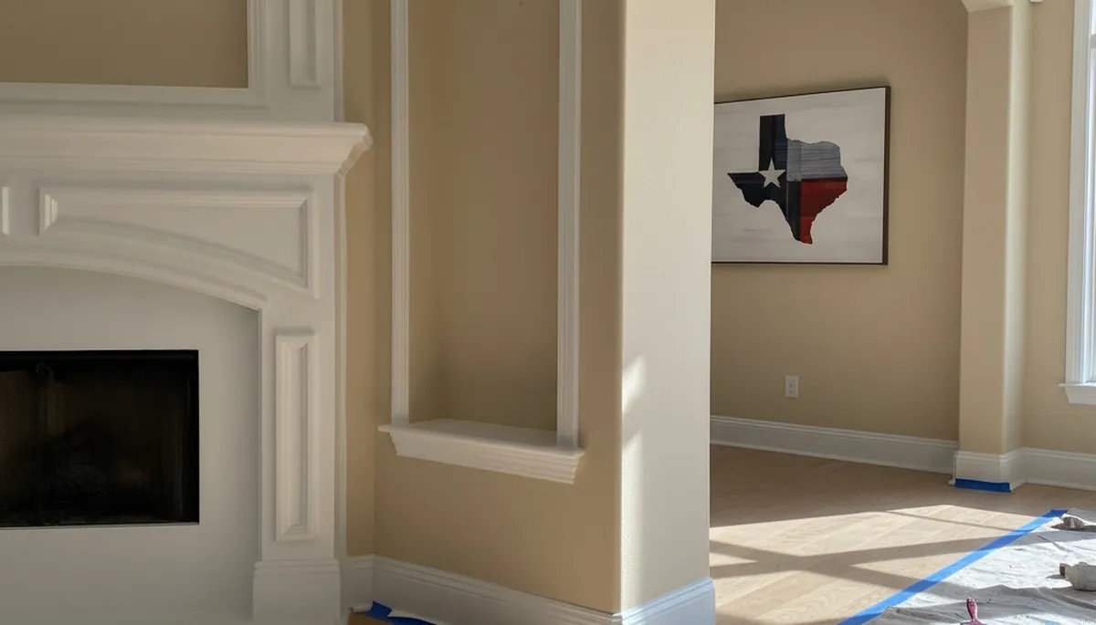 Professional interior trim painting in Austin, TX showcasing clean lines and detailed home craftsmanship