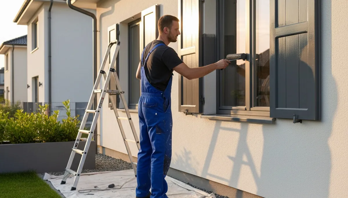 Professional shutter painting and refinishing on Austin, TX home exterior for lasting curb appeal