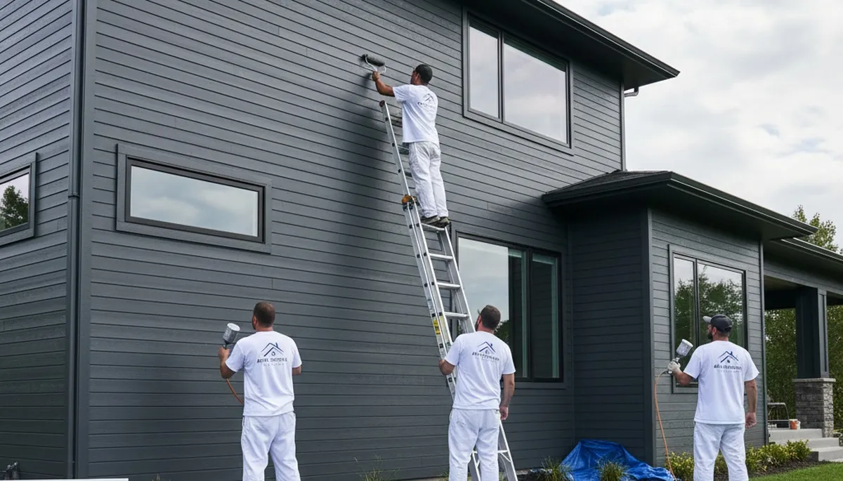 Professional siding painting on Austin TX home exterior by expert local house painters
